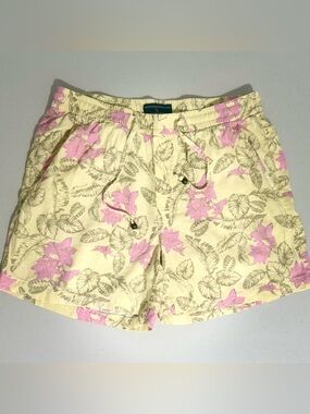 Margaritaville Island Reserve Floral Linen Viscose Beach Shorts Beige Pink S